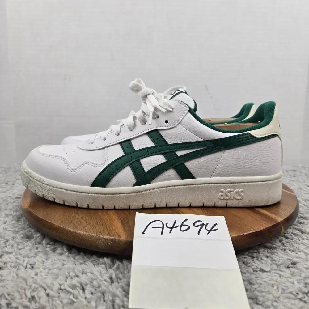 Asics Mens 10.5 Japan S White Jasper Green Leather Casual Retro Low Top Sneaker